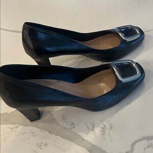 Franco Sarto classic Black pump with Silver Buckle